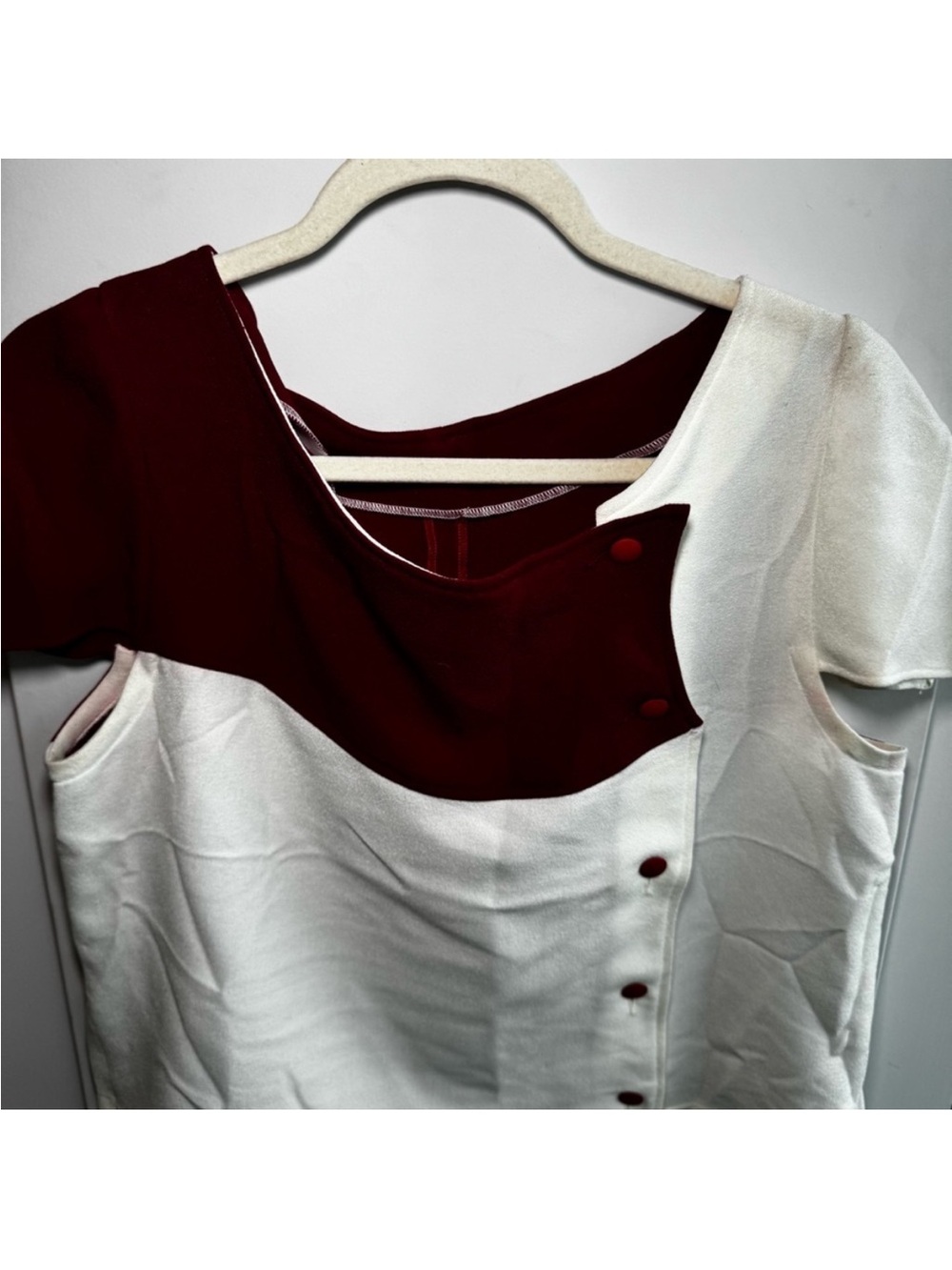 Vintage Valerie Villacampa Paris Color Block Asymmetric Button Top - Picture 2 of 5